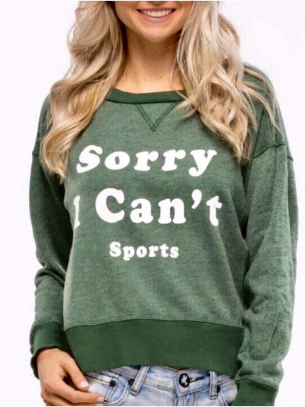 Wildfox Olive Green 'Sorry I Can't Sports' Crewneck Sweatshirt
